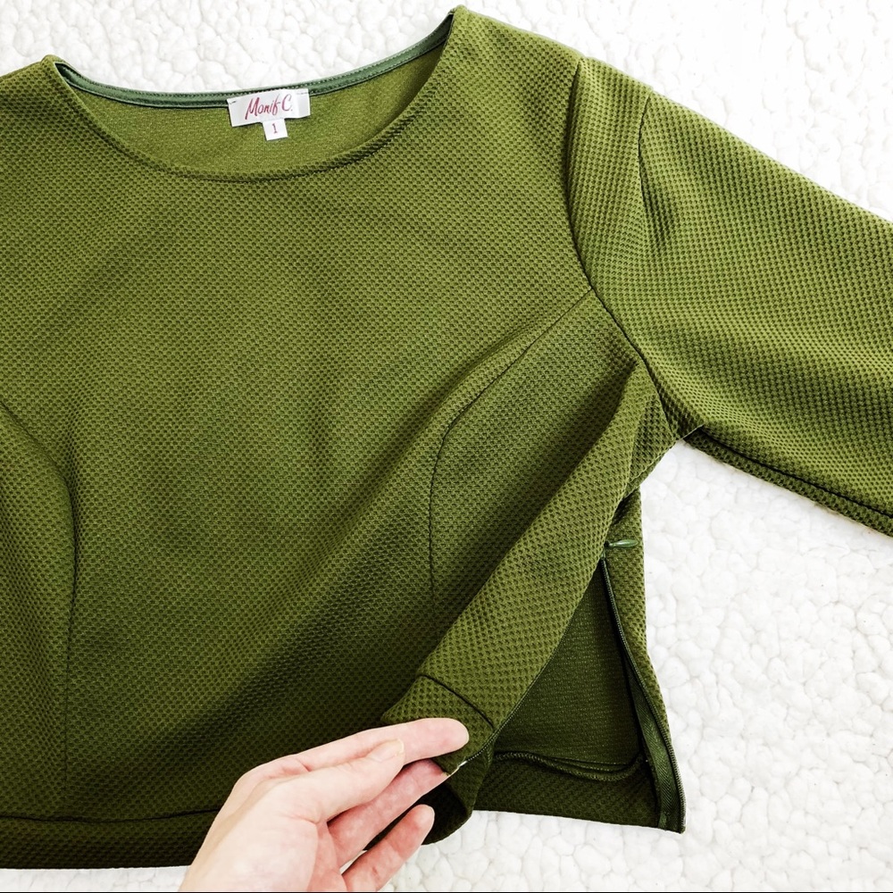 Monif C. Green Long Sleeved Crop Top - Size 1X - Picture 7 of 8